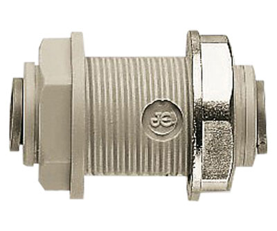 Bulkhead Union<br>1/4in Tube 0.67in Mounting Hole Dia.