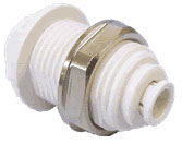 Reducing Bulkhead Union<br>3/8in x 1/4in Tube 0.83 Mounting Hole Dia.